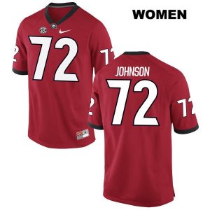 Women's Georgia Bulldogs NCAA #72 Netori Johnson Nike Stitched Red Authentic College Football Jersey VYG2254SD